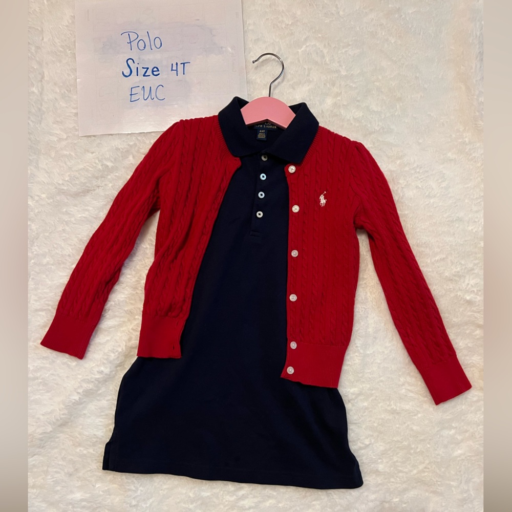 Polo 4T Dress and Sweater set EUC